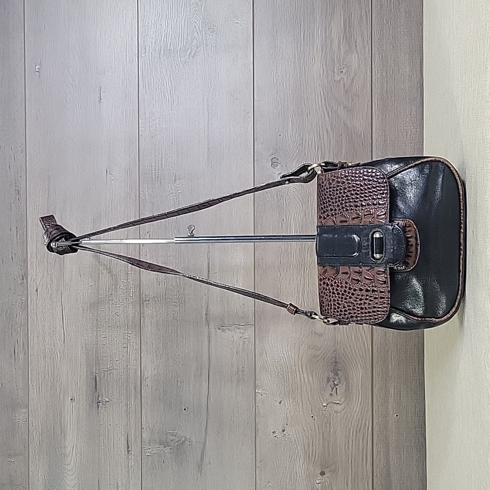 Brahmin Brown and Black Leather Shoulder Bag